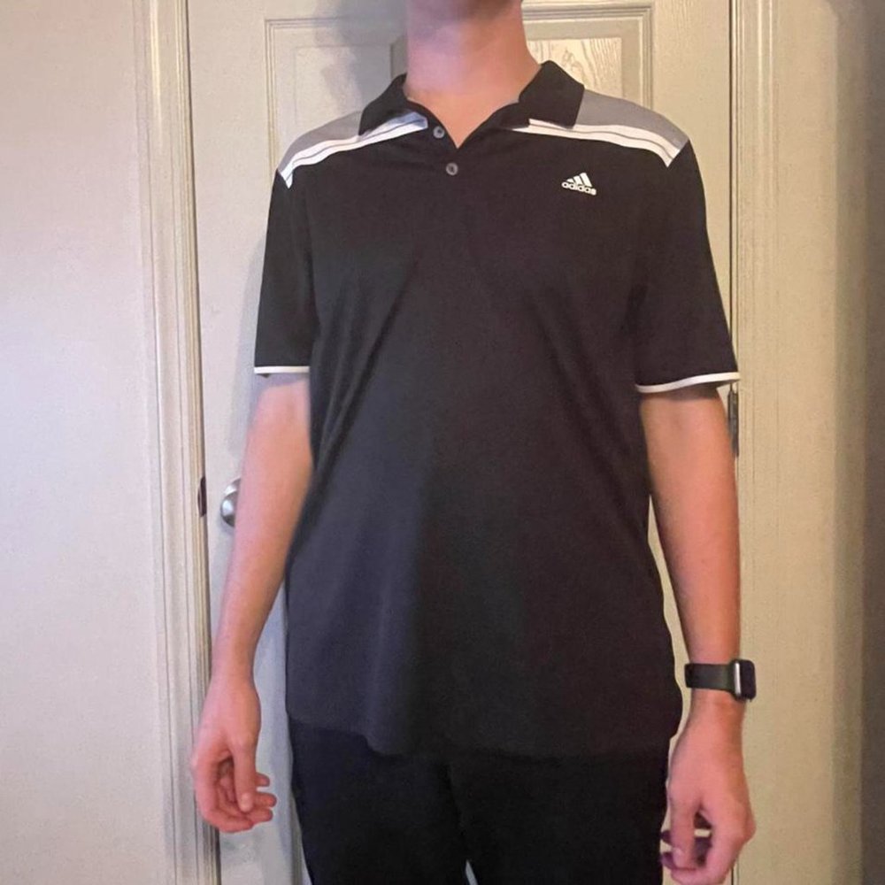 Adidas black white golf polo
